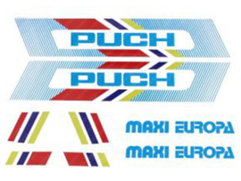 Aufkleber Satz Weiß Puch Maxi Europa