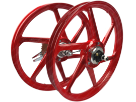 6 Star Alloy Cast Wheels set 17 Inch x 1.35 Fast Arrow Complete Red Puch Maxi Models