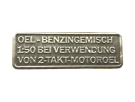 Benzin Gemisch Aufkleber Deutsch Silberfarben RealMetal