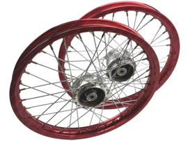 Speichenrad Satz 17 Inch 1.20 Schmal Eloxiert Rot - Poliert Rigida! Puch Maxi