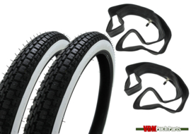 19 inch 2.25 Anlas NR-7 Tyre set (White wall) Puch MV/VS/Co
