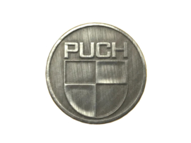 Aufkleber Puch Logo Rund 38MM Silberfarben RealMetal