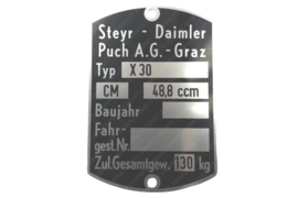 Typeplaatje Frame Puch X30