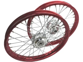 Spaakvelg set 17 Inch 1.40 Breed Geanodiseerd Rood - Gepolijst Rigida! Puch Maxi