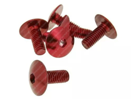 Button Head Bolt set Allen M6 x 15mm Anodized Red 6-Delig Universal