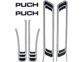 Lijnen sticker set PVC transfers mat zwart (Puch Maxi S)