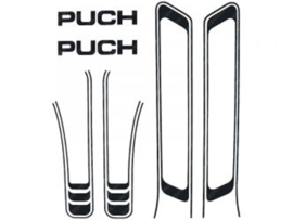 Lijnen sticker set PVC transfers zwart (Puch Maxi S)