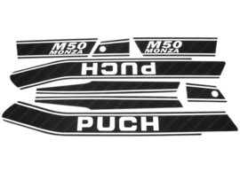 Aufkleber Satz Schwarz/Weiß Puch M50 Monza