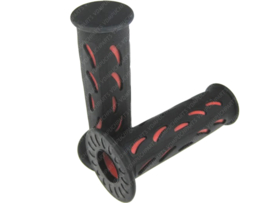 Handle grips set 22mm - 24mm 115mm Black / Red Teardrop Universal