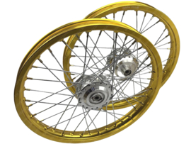 Spaakvelg set 17 Inch 1.40 Breed Geanodiseerd Goud - Gepolijst Rigida! Puch Maxi