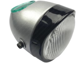 Headlight egg-headlight 102mm Silver / Black Side mounting Puch Maxi