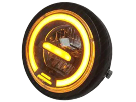 Koplamp Angel Eye LED Geel - Mat Zwart 165mm - 12 Volt Universeel