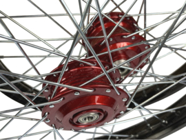 Spoke Wheel set 17 Inch Wide 1.40 Anodised Black - Candy Red Rigida! Puch Maxi