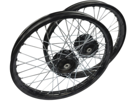 Spoke Wheel set 17 Inch Wide 1.40 Anodised Black - Black (RAL 9005) Rigida! Puch Maxi