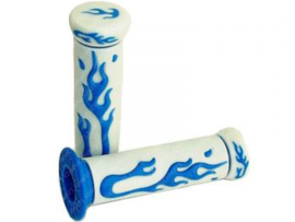 Handle grips set 22mm - 24mm 125mm White / Blue Flame Universal