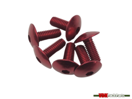 Bouten set M6X15 Aluminium rood 6 stuks