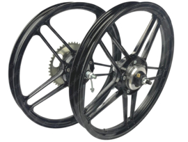 5 Star Alloy Cast Wheels set 16 / 17 Inch x 1.35 Complete Powdercoated Black Puch Maxi Models