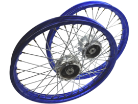 Speichenrad Satz 17 Inch 1.40 Breit Eloxiert Blau - Poliert Rigida! Puch Maxi