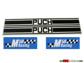 Aufkleber Satz Schwarz/Weiß Puch M50 Racing