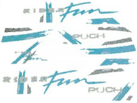 Aufkleber Satz Grün / Weiß Puch Rider Fun