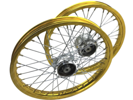 Speichenrad Satz 17 Inch 1.20 Schmal Eloxiert Gold - Poliert Rigida! Puch Maxi