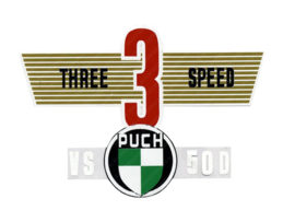 Aufkleber Schützblech Three speed Puch VS50D