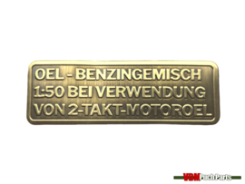 Gasoline Mix Sticker German Gold Color RealMetal