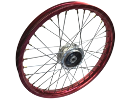 Speichenrad Vorne 17 Zoll 1.40 Breit Eloxiert Rot - Poliert Rigida! Puch Maxi