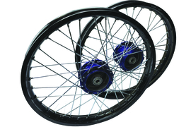 Spaakvelg set 17 Inch 1.40 Breed Geanodiseerd Zwart - Candy Blauw Rigida! Puch Maxi
