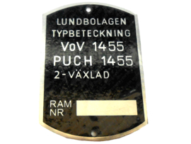 Typenschild Rahmen Puch MV / MS