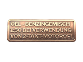 Gasoline Mix Sticker German Copper Color RealMetal
