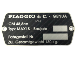Typenschild Rahmen Piaggio Puch Maxi S