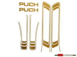 Lijnen sticker set PVC transfers goud carbon (Puch Maxi S)