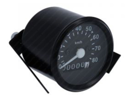 Speedometer Black dial 80Km/h 60mm Universal