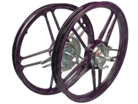 Gußfelgensatz 16 / 17 Zoll x 1.35 Komplett Pulverbeschichtet Violett Puch Maxi Modelle