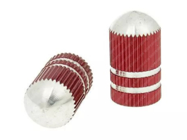 Valve cap set Bullet Ribbed Red 2-Pieces Universal