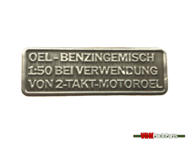 Gasoline Mix Sticker German Silver Color RealMetal