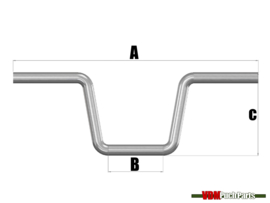 Stuur dubbele spijl 45cm chroom Puch MV/MS/VS