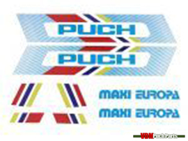 Sticker set wit Puch Maxi Europa