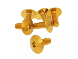 Button Head Bolt set Allen M6 x 15mm Anodized Gold 6-Delig Universal