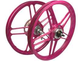 5 Star Alloy Cast Wheels set 16 / 17 Inch x 1.35 Complete Powdercoated Pink Puch Maxi Models