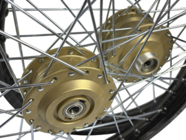 Spaakvelg set 17 Inch 1.40 Breed Geanodiseerd Zwart - Goud (RAL 1036) Rigida! Puch Maxi