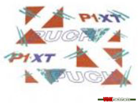 Sticker set groen / oranje Puch P1 XT