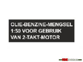 Sticker tank mengsmering klein zwart nederlands