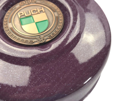 Polraddeckel Violett Flakes! mit RealMetal Emblem Puch e50 / ZA50 / Z50