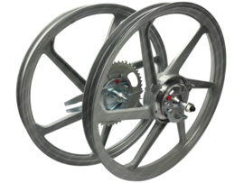 6 Star Alloy Cast Wheels set 17 Inch x 1.35 Fast Arrow Complete Grey Puch Maxi Models