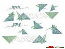 Sticker set groen / wit Puch P1 Intercity