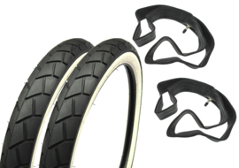 Tyre set 17 Inch Sava / Mitas MC11 streetprofile / semislick White wall 2.25x17