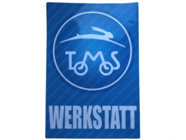 Sticker Werkplaats Duits 200mm x 285mm Tomos
