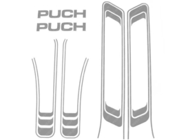 Lijnen sticker set PVC transfers zilver metalic (Puch Maxi S)
